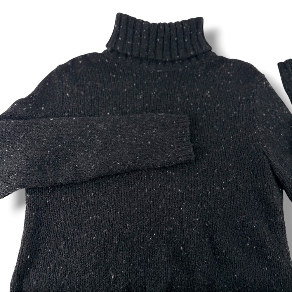 Chaps Mens Black Flecked Wool Alpaca Turtleneck Sweater L Dark Academia Classic